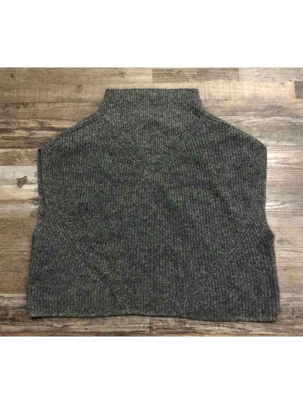 Anthropologie Womens Small Cashmere Knit Short Sleeve Mock Neck Sweater Gray